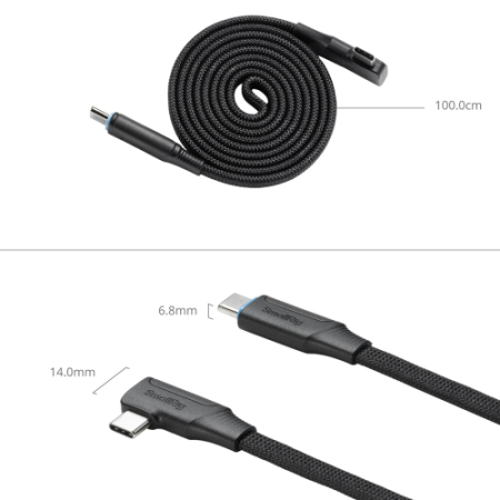 SmallRig 5613 - przewód, magnetycznie zwijany kabel USB-C prosty do kątowy - wymiary